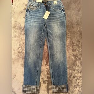 NWT Judy Blue Jeans with Plaid Cuff